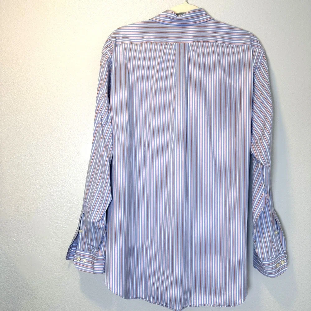 Ralph Lauren Men's 17.5- 34/35 Button Shirt‎ Long Sleeve Striped Blue
